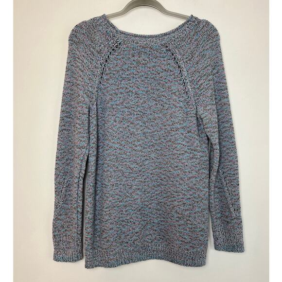 Talbots Multicolor Open Knit Pullover Sweater Size L Lightweight Coastal Beachy - Picture 3 of 7